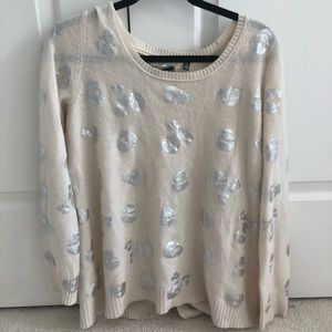 Saks Cashmere Metallic Skull Open Back Sweater